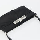 Salvatore Ferragamo Vala Shoulder Bag Satin Black Silver Auth 196662A-6
