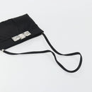 Salvatore Ferragamo Vala Shoulder Bag Satin Black Silver Auth 196662A-7