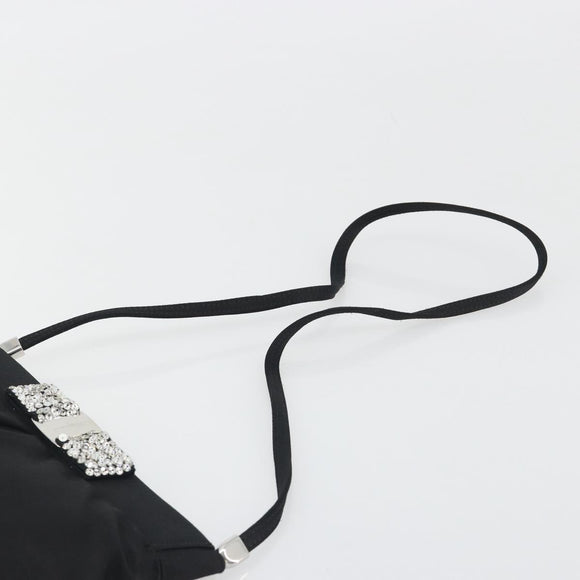 Salvatore Ferragamo Vala Shoulder Bag Satin Black Silver Auth 196662A