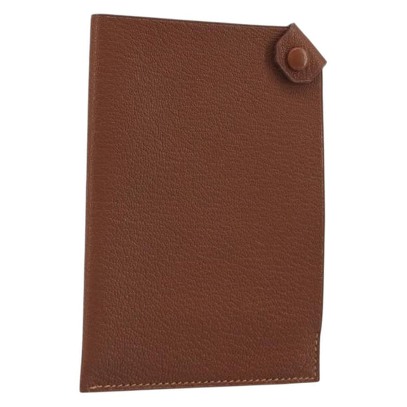 HERMES Tarmac Passport Case Leather Brown Auth 196663V