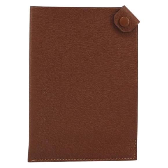 HERMES Tarmac Passport Case Leather Brown Auth 196663V