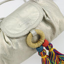 LOEWE Shoulder Bag Leather Champagne Gold Auth 196664A-18