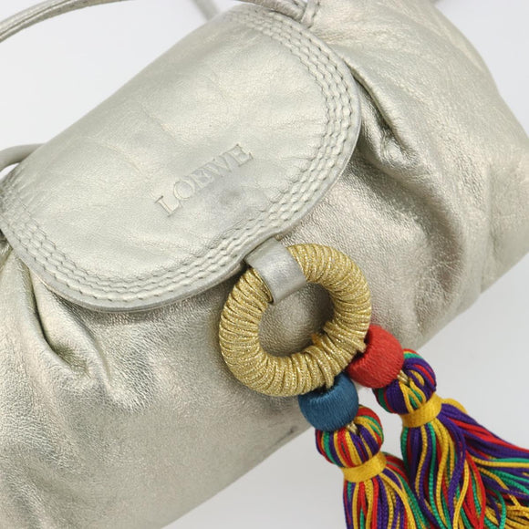 LOEWE Shoulder Bag Leather Champagne Gold Auth 196664A