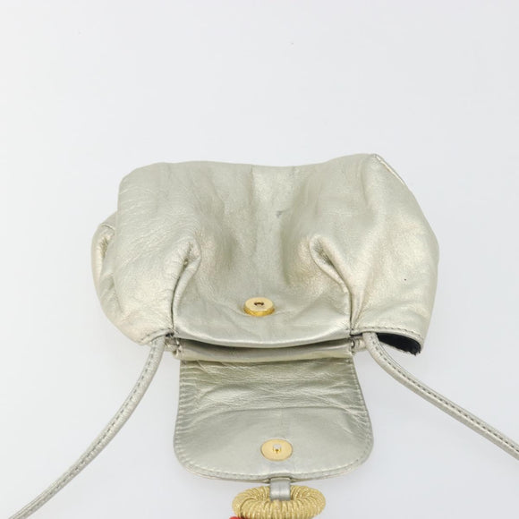 LOEWE Shoulder Bag Leather Champagne Gold Auth 196664A