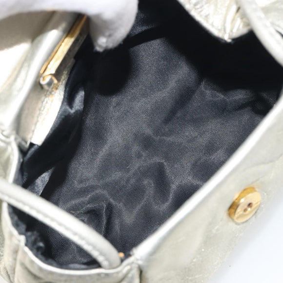 LOEWE Shoulder Bag Leather Champagne Gold Auth 196664A