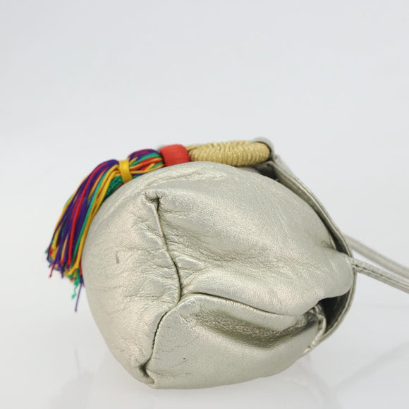 LOEWE Shoulder Bag Leather Champagne Gold Auth 196664A