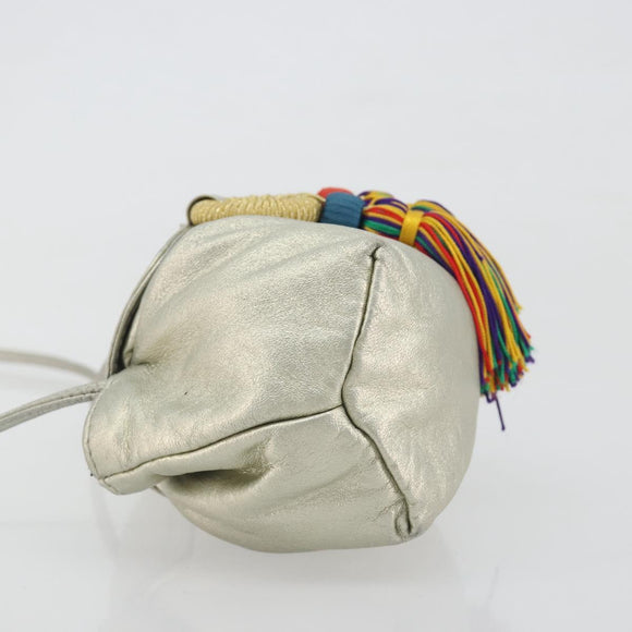 LOEWE Shoulder Bag Leather Champagne Gold Auth 196664A