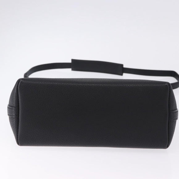 HERMES Berlango Shoulder Bag Leather Black Silver Auth 196666V