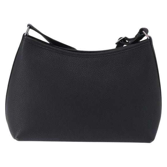 HERMES Berlango Shoulder Bag Leather Black Silver Auth 196666V