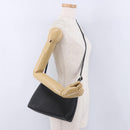 HERMES Berlango Shoulder Bag Leather Black Silver Auth 196666V-22