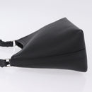 HERMES Berlango Shoulder Bag Leather Black Silver Auth 196666V-4