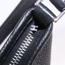 HERMES Berlango Shoulder Bag Leather Black Silver Auth 196666V-7