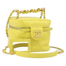 CHANEL Matelasse Chain Vanity Bag Lamb Skin 2way Yellow Gold CC Auth 196667M-1