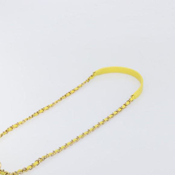 CHANEL Matelasse Chain Vanity Bag Lamb Skin 2way Yellow Gold CC Auth 196667M