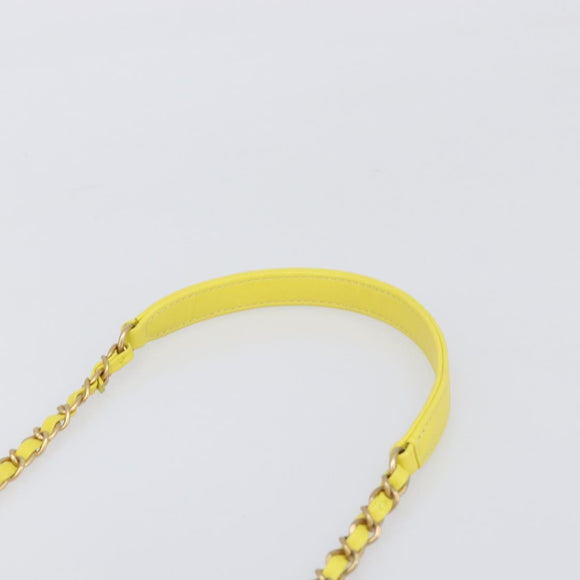 CHANEL Matelasse Chain Vanity Bag Lamb Skin 2way Yellow Gold CC Auth 196667M