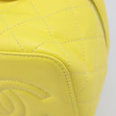 CHANEL Matelasse Chain Vanity Bag Lamb Skin 2way Yellow Gold CC Auth 196667M-13