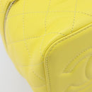 CHANEL Matelasse Chain Vanity Bag Lamb Skin 2way Yellow Gold CC Auth 196667M-14