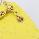 CHANEL Matelasse Chain Vanity Bag Lamb Skin 2way Yellow Gold CC Auth 196667M-18