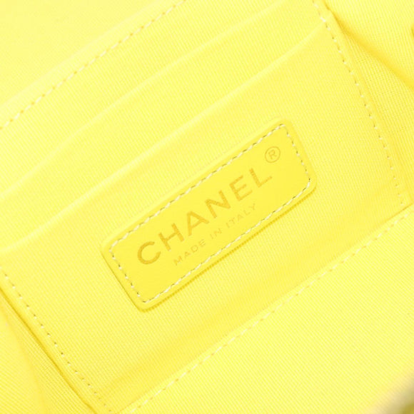 CHANEL Matelasse Chain Vanity Bag Lamb Skin 2way Yellow Gold CC Auth 196667M