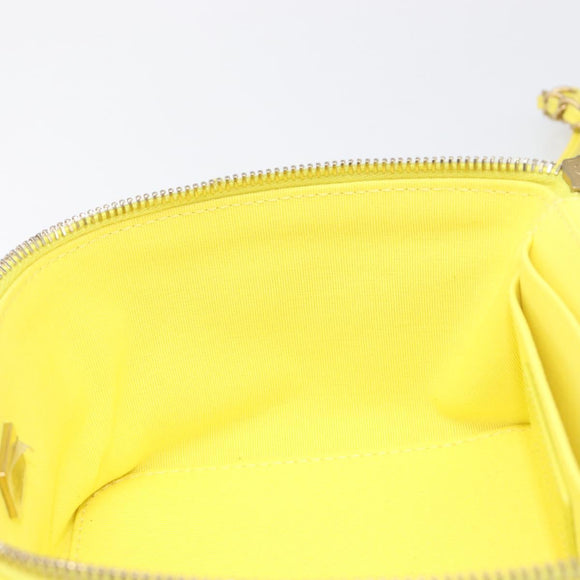 CHANEL Matelasse Chain Vanity Bag Lamb Skin 2way Yellow Gold CC Auth 196667M