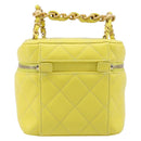 CHANEL Matelasse Chain Vanity Bag Lamb Skin 2way Yellow Gold CC Auth 196667M-3
