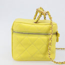 CHANEL Matelasse Chain Vanity Bag Lamb Skin 2way Yellow Gold CC Auth 196667M-5