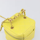 CHANEL Matelasse Chain Vanity Bag Lamb Skin 2way Yellow Gold CC Auth 196667M-6