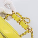 CHANEL Matelasse Chain Vanity Bag Lamb Skin 2way Yellow Gold CC Auth 196667M-8