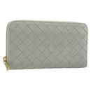 BOTTEGA VENETA INTRECCIATO Long Wallet Leather Gray Gold Auth 196669M-1