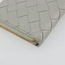 BOTTEGA VENETA INTRECCIATO Long Wallet Leather Gray Gold Auth 196669M-17