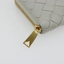 BOTTEGA VENETA INTRECCIATO Long Wallet Leather Gray Gold Auth 196669M-7