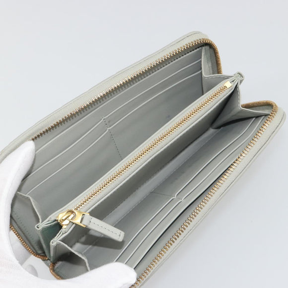 BOTTEGA VENETA INTRECCIATO Long Wallet Leather Gray Gold Auth 196669M