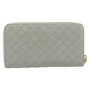 BOTTEGA VENETA INTRECCIATO Long Wallet Leather Gray Gold Auth 196669M-2