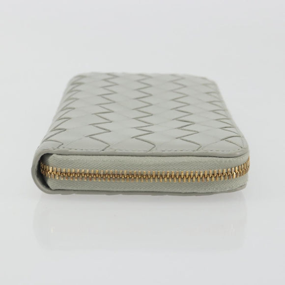 BOTTEGA VENETA INTRECCIATO Long Wallet Leather Gray Gold Auth 196669M