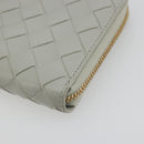 BOTTEGA VENETA INTRECCIATO Long Wallet Leather Gray Gold Auth 196669M-14