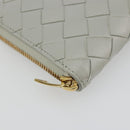 BOTTEGA VENETA INTRECCIATO Long Wallet Leather Gray Gold Auth 196669M-15