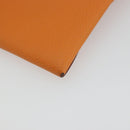 HERMES Bastia Terre Batue Coin Purse Leather Orange Silver Auth 196674V-15