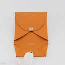 HERMES Bastia Terre Batue Coin Purse Leather Orange Silver Auth 196674V-8