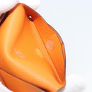 HERMES Bastia Terre Batue Coin Purse Leather Orange Silver Auth 196674V-9