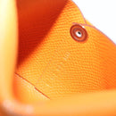 HERMES Bastia Terre Batue Coin Purse Leather Orange Silver Auth 196674V-11