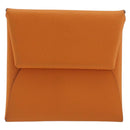 HERMES Bastia Terre Batue Coin Purse Leather Orange Silver Auth 196674V-13