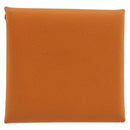 HERMES Bastia Terre Batue Coin Purse Leather Orange Silver Auth 196674V-2