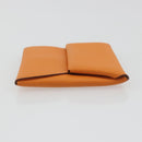 HERMES Bastia Terre Batue Coin Purse Leather Orange Silver Auth 196674V-3
