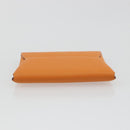 HERMES Bastia Terre Batue Coin Purse Leather Orange Silver Auth 196674V-5