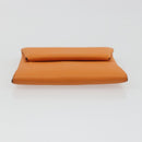 HERMES Bastia Terre Batue Coin Purse Leather Orange Silver Auth 196674V-6