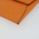 HERMES Bastia Terre Batue Coin Purse Leather Orange Silver Auth 196674V-7