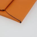 HERMES Bastia Terre Batue Coin Purse Leather Orange Silver Auth 196674V-14
