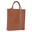 LOEWE Standard A4 Hand Bag Leather 2way Brown Gold Auth 196677A-1