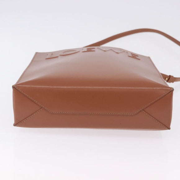 LOEWE Standard A4 Hand Bag Leather 2way Brown Gold Auth 196677A