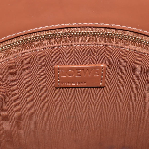 LOEWE Standard A4 Hand Bag Leather 2way Brown Gold Auth 196677A